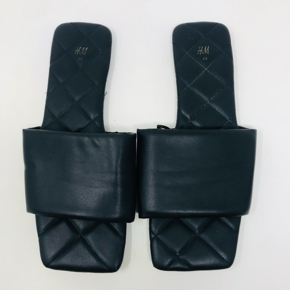 H&M Quilted Slip On Sandals Black Size 8.5 - Picture 5 of 5